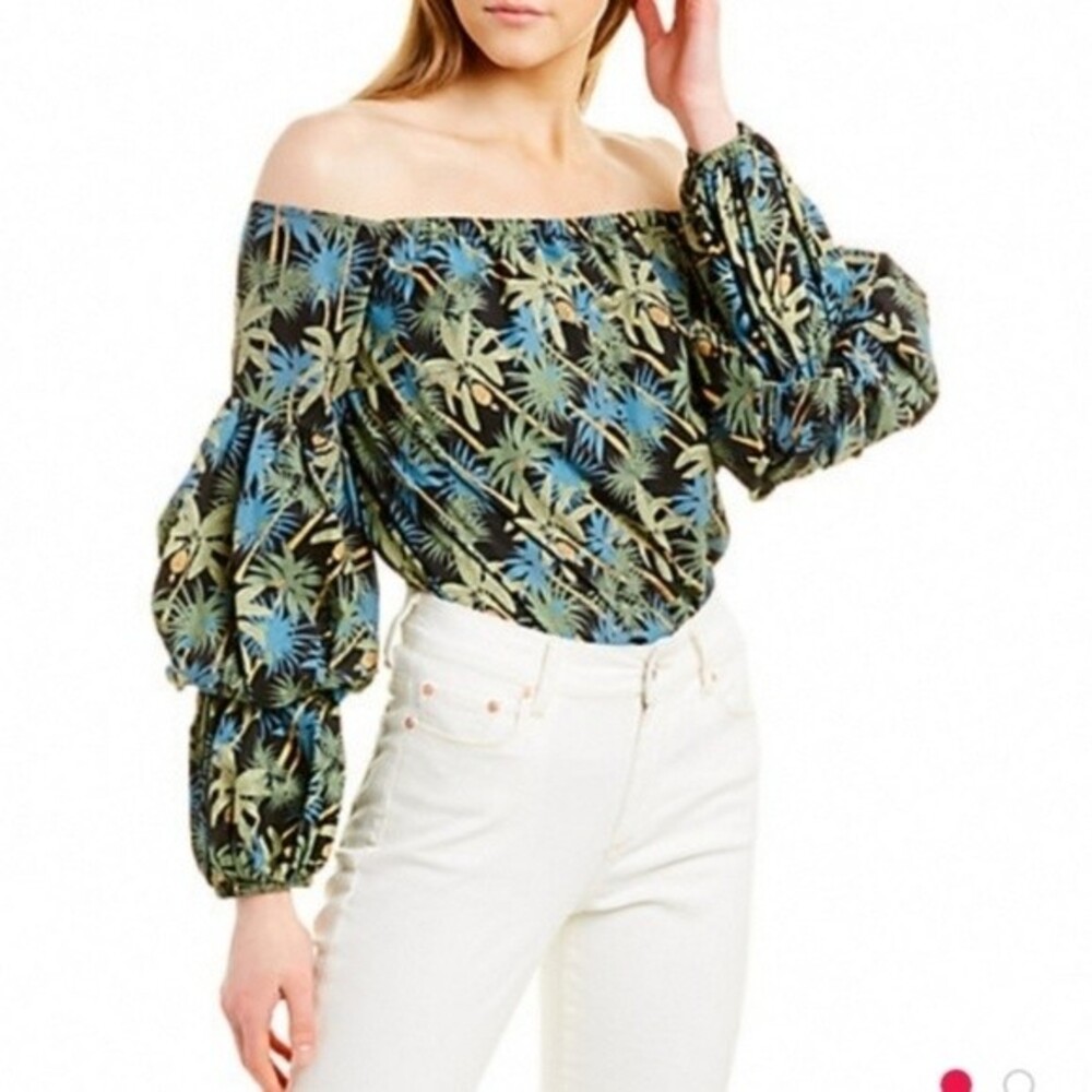 NEW Petersyn Lily Off The Should Long Sleeve Print Top, Medium, New With Tags